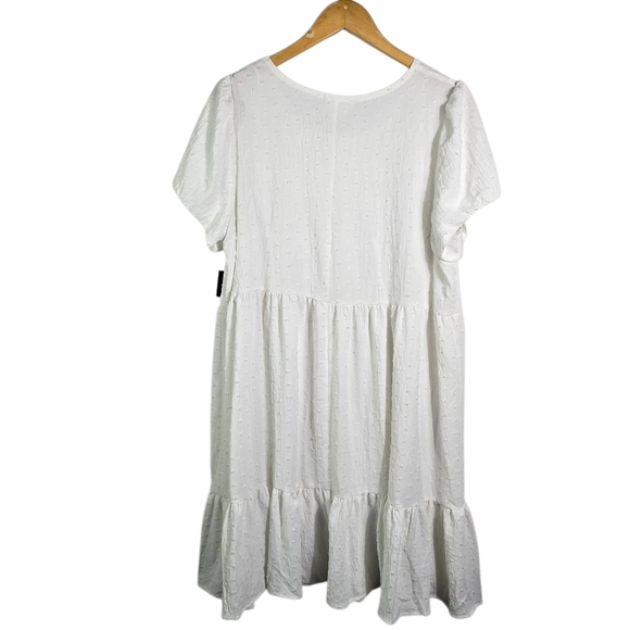 Nwt 52Seven White Babydoll Midi Dress Textured Tiered Size 1X - Picture 2 of 13